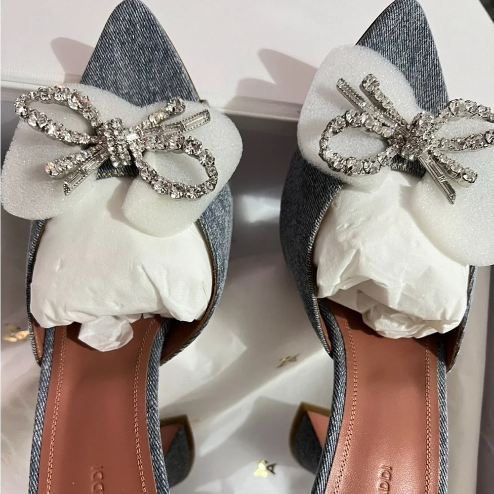 Amina Muaddi Rosie Denim Mules - Size 40
Brand new in Box - Picture 3 of 8